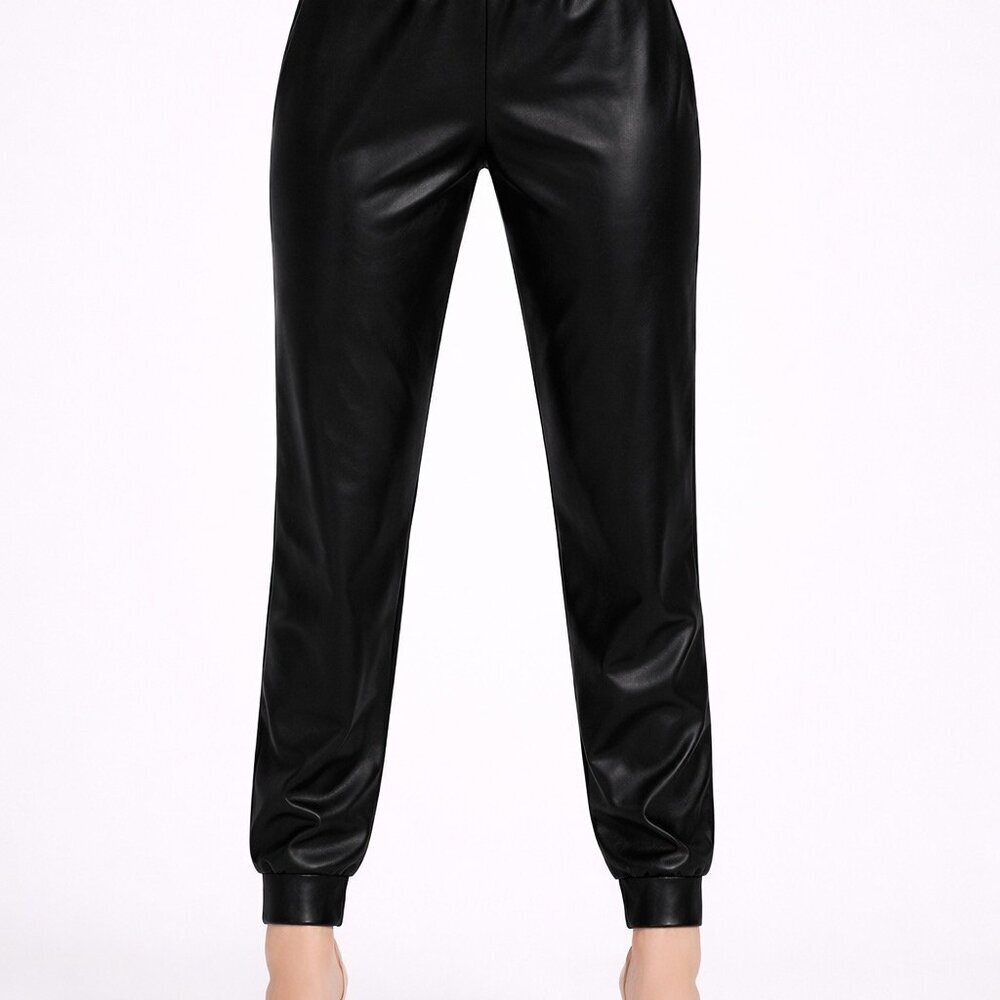 Commando Faux Vegan Leather Tapered Jogger Pants Black Size Small